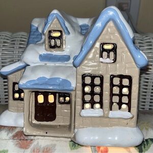 Lighted Country Cottage House of Lloyd Porcelain Snow Covered 1987 VTG